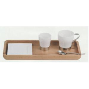 TEA CUPS WITH WOODEN TRAYS